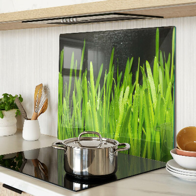 Schneidebrett glas Grünes Gras mit Wassertropfen