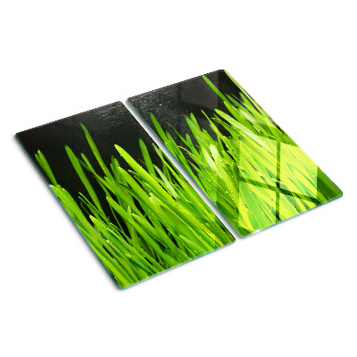 Schneidebrett glas Grünes Gras mit Wassertropfen