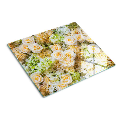Schneidebrett glas Blumen in Pastelltönen