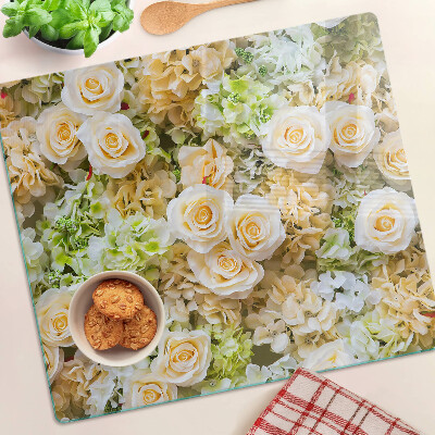 Schneidebrett glas Blumen in Pastelltönen