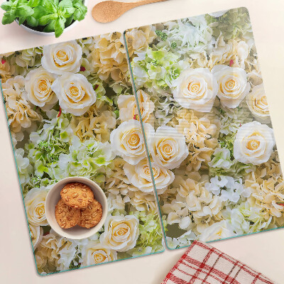 Schneidebrett glas Blumen in Pastelltönen