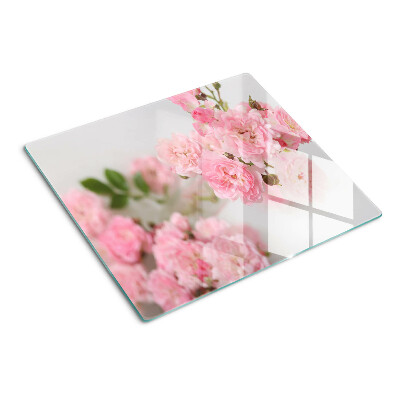 Glasschneidebrett Rosa Blumen in einer Vase