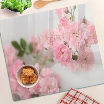 Glasschneidebrett Rosa Blumen in einer Vase