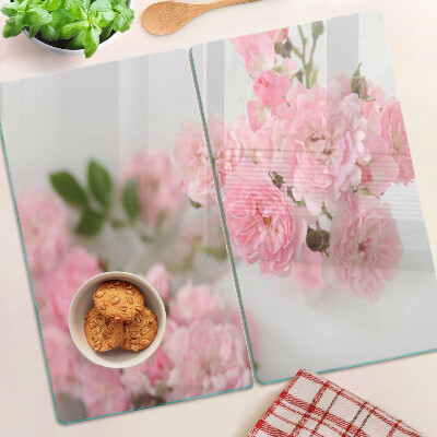 Glasschneidebrett Rosa Blumen in einer Vase