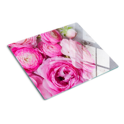 Glasschneidebrett Rosa Blumen in einem Strauß