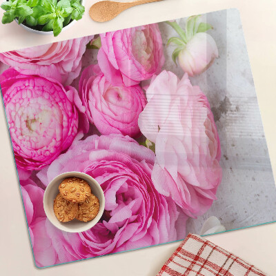 Glasschneidebrett Rosa Blumen in einem Strauß