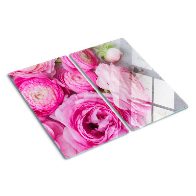 Glasschneidebrett Rosa Blumen in einem Strauß