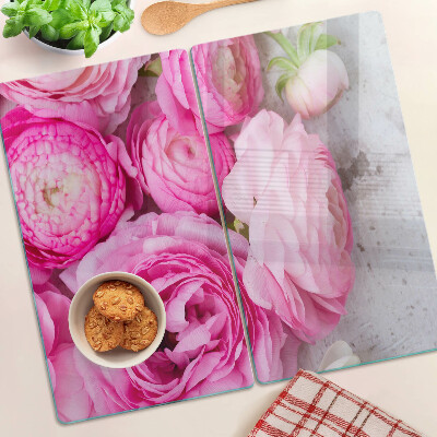 Glasschneidebrett Rosa Blumen in einem Strauß
