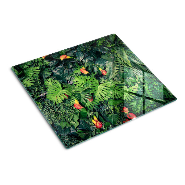 Glasschneidebrett Tropischer Dschungel mit Blumen
