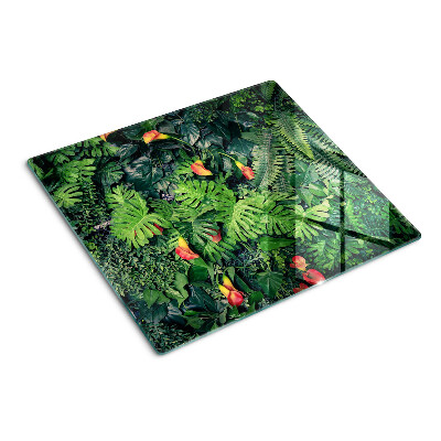Glasschneidebrett Tropischer Dschungel mit Blumen