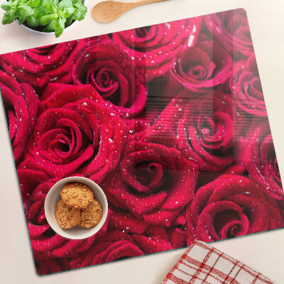 Glasschneidebrett Rosen in intensiver rosa Farbe