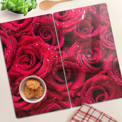 Glasschneidebrett Rosen in intensiver rosa Farbe
