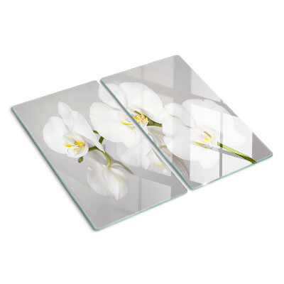 Schneidebrett glas Orchideen auf einem Spiegelhintergrund