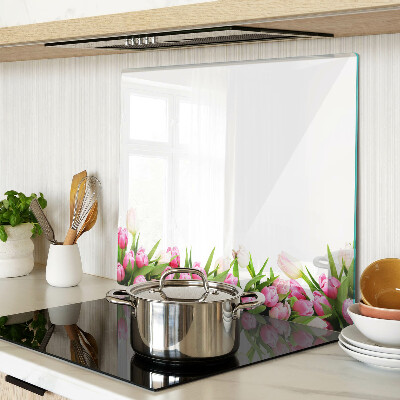 Schneidebrett glas Tulpen in Pastellfarben