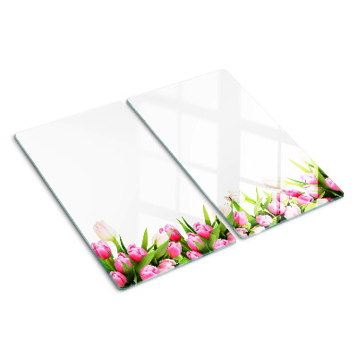 Schneidebrett glas Tulpen in Pastellfarben