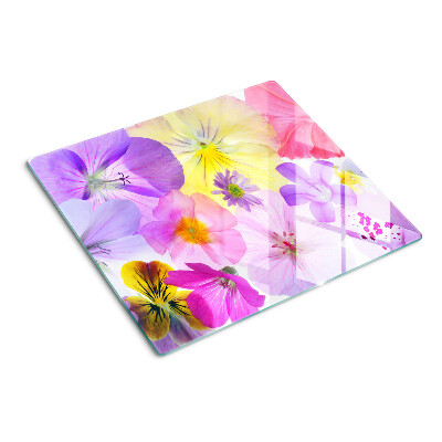 Schneidebrett glas Blumen in Pastellfarben