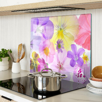 Schneidebrett glas Blumen in Pastellfarben