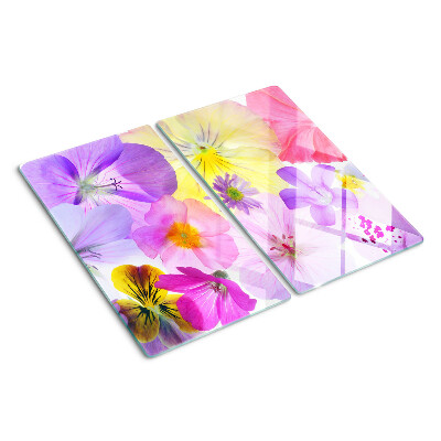 Schneidebrett glas Blumen in Pastellfarben