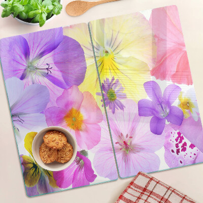 Schneidebrett glas Blumen in Pastellfarben