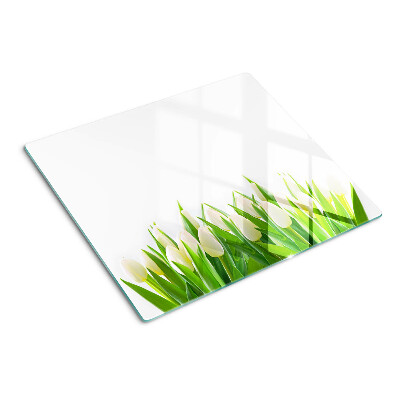 Schneidebrett glas Tulpen im grünen Gras