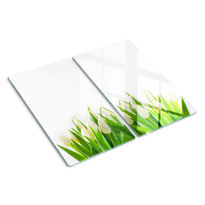 Schneidebrett glas Tulpen im grünen Gras