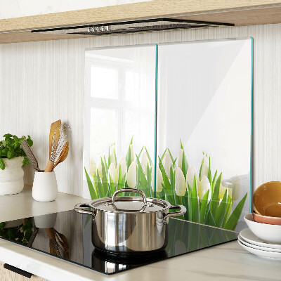 Schneidebrett glas Tulpen im grünen Gras