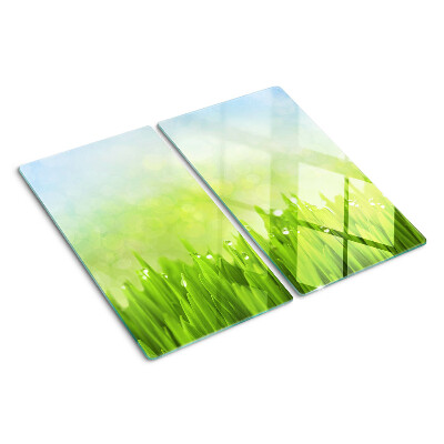 Schneidebrett glas Grünes Gras mit Wassertropfen