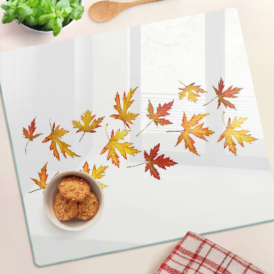 Schneidebrett glas Ahornblätter in herbstlichen Farben