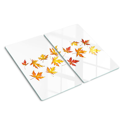 Schneidebrett glas Ahornblätter in herbstlichen Farben