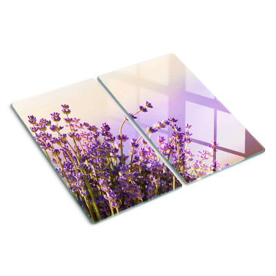 Glasschneidebrett Lavendelblüten im Fenster