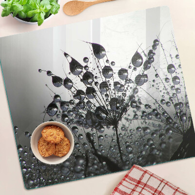 Schneidebrett glas Wassertropfen auf Pflanzen