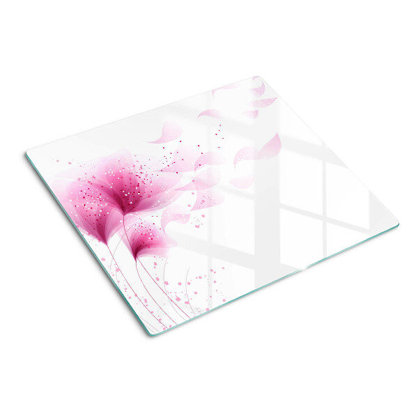Glasschneidebrett Blumen in Rosatönen