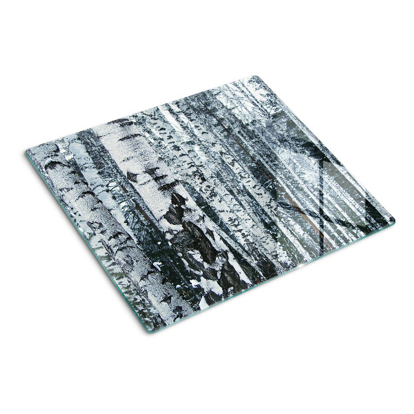 Schneidebrett glas Birkenwald in Winterlandschaft