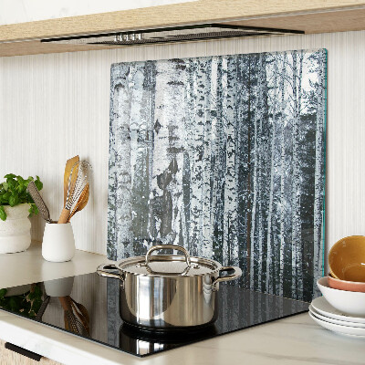 Schneidebrett glas Birkenwald in Winterlandschaft