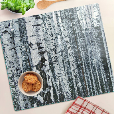 Schneidebrett glas Birkenwald in Winterlandschaft