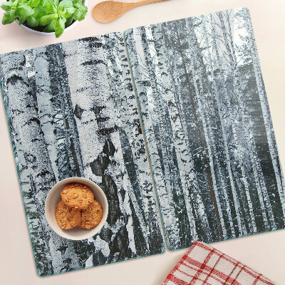 Schneidebrett glas Birkenwald in Winterlandschaft