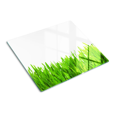 Schneidebrett glas Grünes Gras mit Wassertropfen