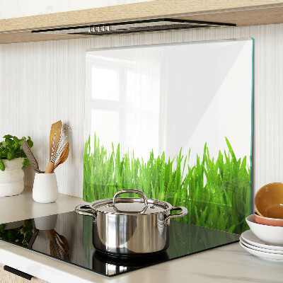 Schneidebrett glas Grünes Gras mit Wassertropfen