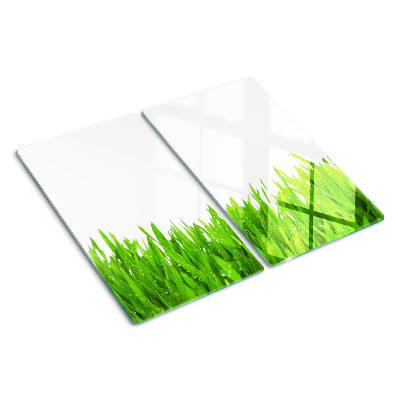 Schneidebrett glas Grünes Gras mit Wassertropfen