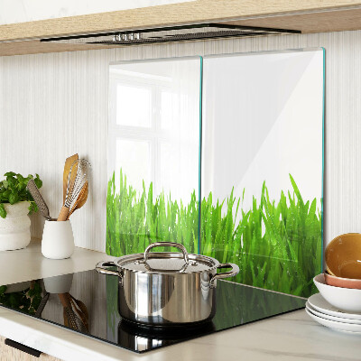 Schneidebrett glas Grünes Gras mit Wassertropfen
