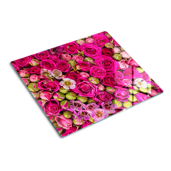 Glasschneidebrett Rosa Blumen in einem Strauß
