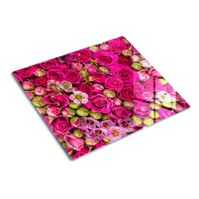 Glasschneidebrett Rosa Blumen in einem Strauß