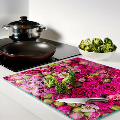 Glasschneidebrett Rosa Blumen in einem Strauß