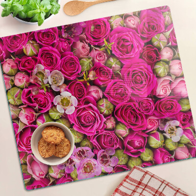 Glasschneidebrett Rosa Blumen in einem Strauß