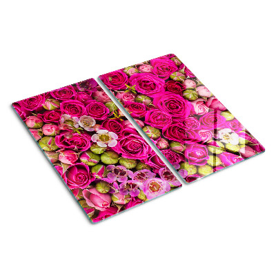 Glasschneidebrett Rosa Blumen in einem Strauß