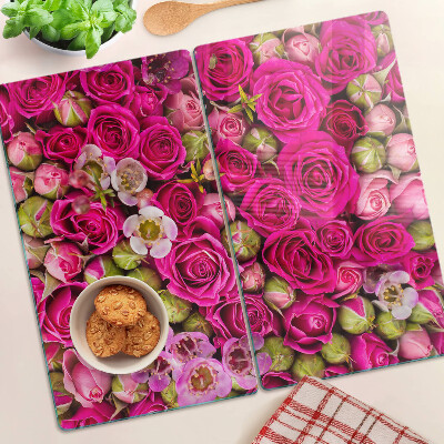 Glasschneidebrett Rosa Blumen in einem Strauß