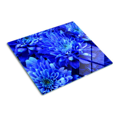Glasschneidebrett Blaue Chrysanthemenblüten