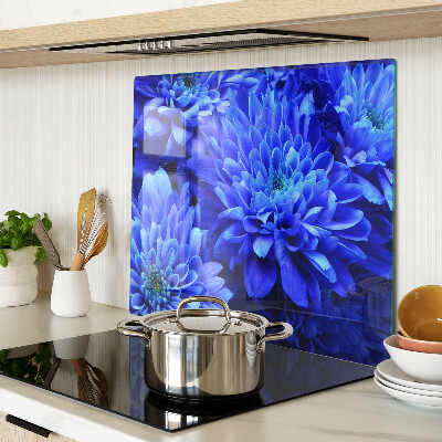 Glasschneidebrett Blaue Chrysanthemenblüten