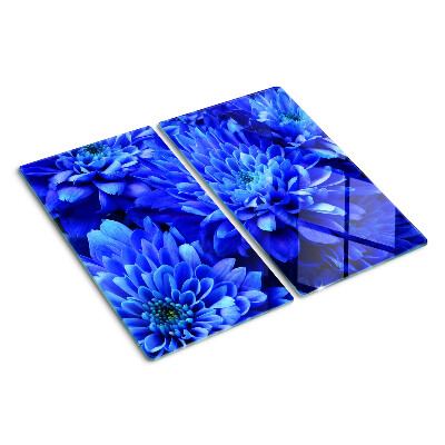 Glasschneidebrett Blaue Chrysanthemenblüten