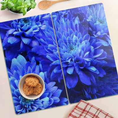 Glasschneidebrett Blaue Chrysanthemenblüten